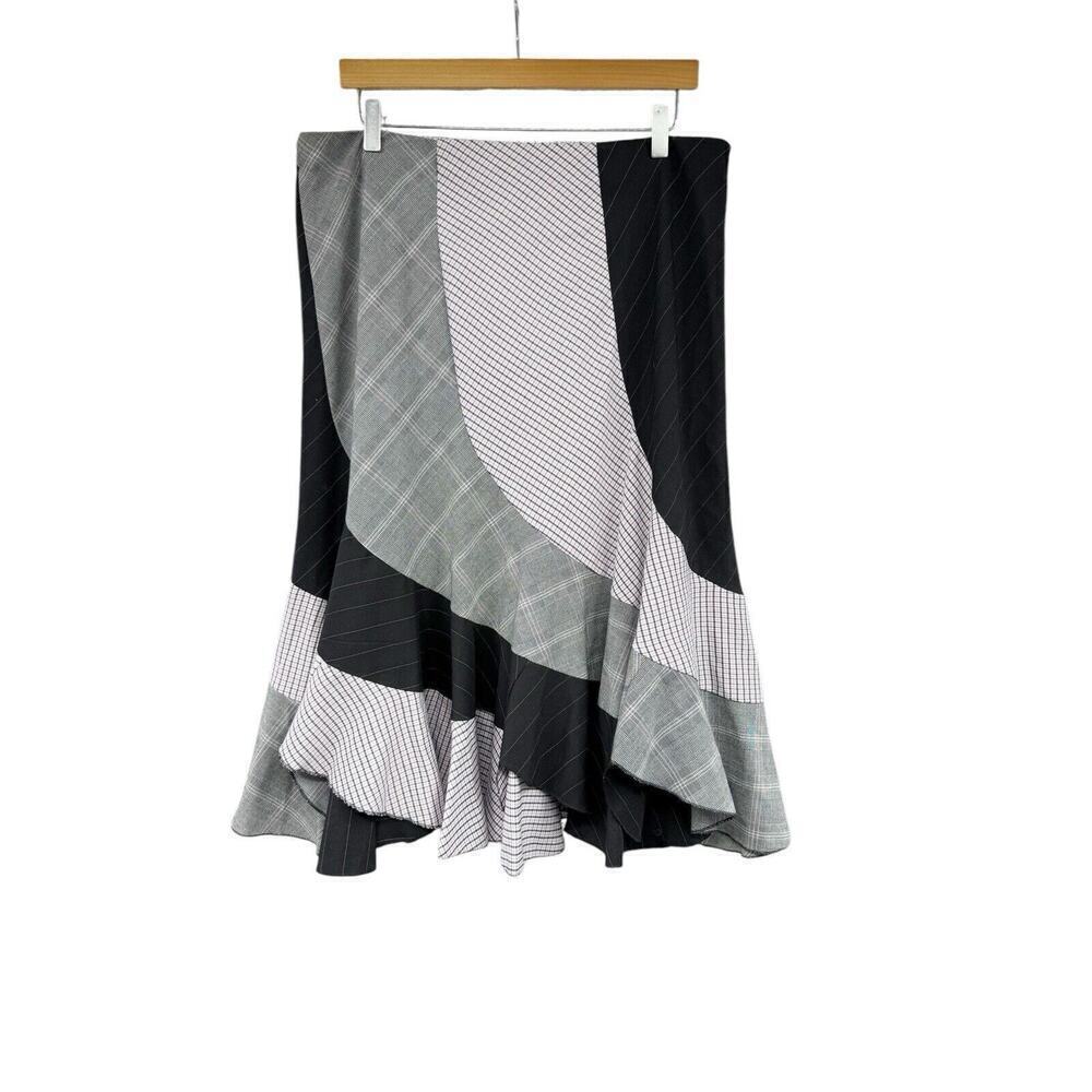 Vintage Allison Taylor Y2K Style Patchwork Plaid Ruffle Skirt Womens Size 14